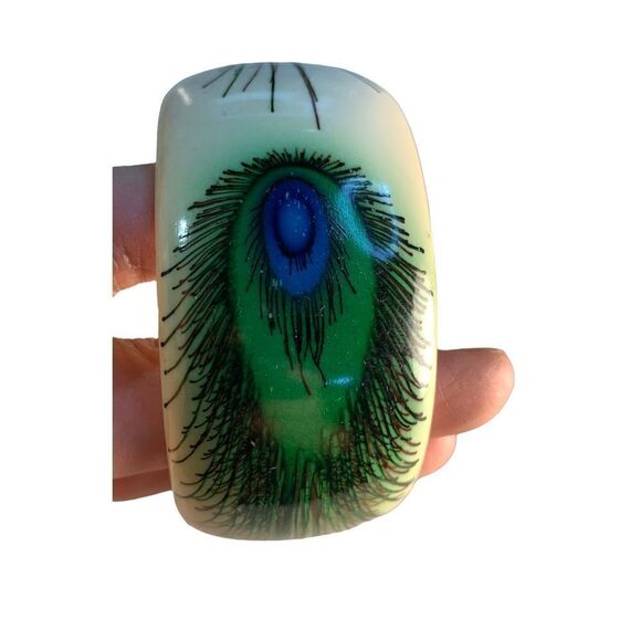 VINTAGE Peacock Feather Bangle - Picture 4 of 6